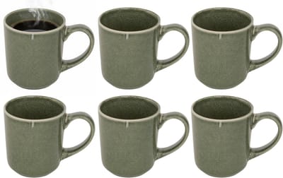 Secret de gourmet Koffiemok - 6x - olijfgroen - keramiek - 420 ml - beker - mokken