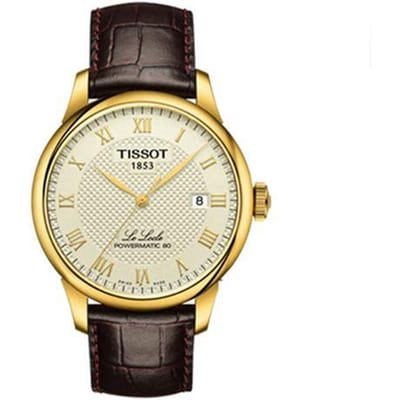 Tissot Le Locle Automatisch Mechanisch Uurwerk Romeinse Cijfers Datumweergave Horloge Herenhorloges Goud Staal Zwart T006.407.36.263.00 Regular Watch Box,Ivory Watch Dial beige