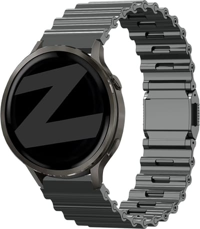 Bandz Premium 'Oceaan' stalen band geschikt voor Garmin Vivoactive 4 / Garmin Venu 4 - 45mm / Garmin Venu 3 / Garmin Venu 2 / Garmin Forerunner 570 - 47mm / Garmin Forerunner 265 / Garmin Forerunner 255 - Graphiet