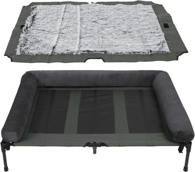 BingoPaw hondenligplaats voor buiten Grote honden - Verhoogd hondenbed - Huisdierenbed Zonnebank voor buiten Kamperen Tuin - XXL 130x90x18 cm