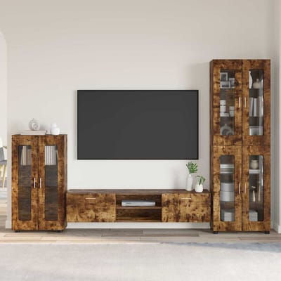 vidaXL - Tv-meubelset - FLORIN - 3 - st - Rook - Eiken - Bewerkt - hout