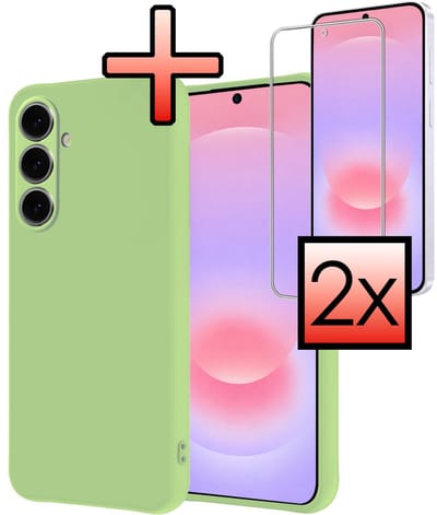 Hoesje - Met 2x Screenprotector - Geschikt voor Samsung Galaxy A37 - Sterk & Shockproof - Back Cover - Siliconen Case - Telefoon Hoes - Groen
