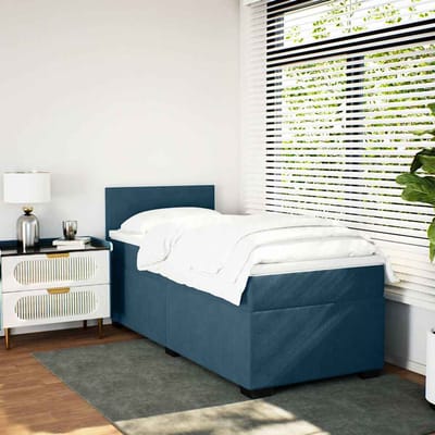 vidaXL - Boxspring - met - matras - fluweel - donkerblauw - 100x200 - cm