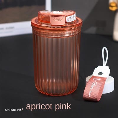 Matte Koffiekop 480ml Kantoor Cadeau Kop Buiten Draagbare Handige Kop Dubbelwandige Drinkbeker Plastic Waterbeker met Touw Handvat 480ML