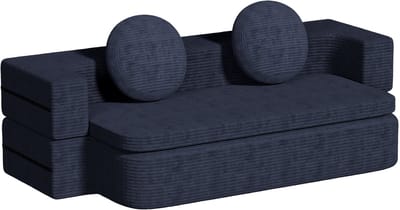 Fukstern Slaapbank - 2-in-1 Multifunctionele bank - 2-zits Opklapbare bank - Comfortabele Fluwelen Bank - Met kussens - Geschikt voor kleine appartementen - Blauw