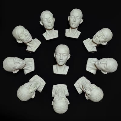 Woman Head Models for Portrait Sketching, Still Life Skulls Drawing Models, Resin Human Doll Head Sculpture for Medical Drawing Education, Resin Plaster Statues 4.5" (Muscle and