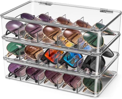 Brillen Organizer - Opbergbak Acryl - Brillen Beschermen - Stapelbaar Ontwerp - 18.5x26.7x5.8 cm - Transparant