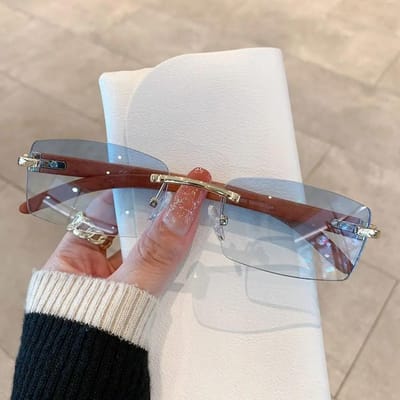 Trendy Punk Zonnebril Randloze Zonnebril voor Heren Voor Dames Stijlvol UV400 Voor Chauffeurs Zonnebril Randloos Verloop Oogglazen Zonnebril Man white