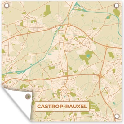 Tuin poster Castrop-Rauxel - Plattegrond - Kaart - Stadskaart - Vintage - 200x200 cm - Tuindoek