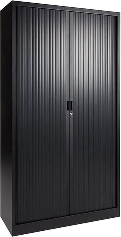 Archiefkast – Roldeurkast – Dossierkast – Zwart – Met slot - 195x120x47 cm