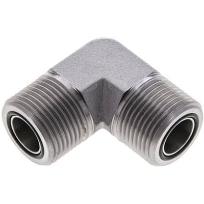 UN 1-3/16''-12 Buitendraad Verzinkt Stalen L-Fitting 90graden ORFS 400 Bar - Hydrauliek - FL2E-M-EZ-103U-O