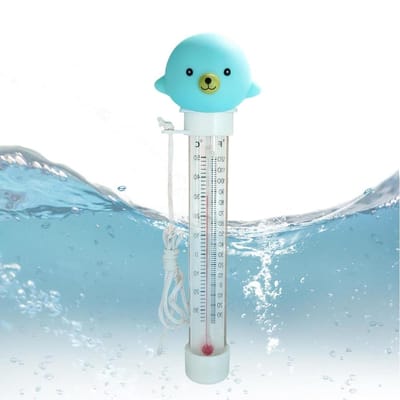 Zwembadthermometer Drijvend - Watermeter Cartoon - Temperatuur Meten - Groot Duidelijk Display - 20 cm Lengte - Blauwe Bolvis