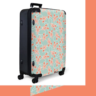 NoBoringSuitcases.com® - Koffer groot - Reiskoffer lichtgewicht - Kreeft print groen - Rolkoffer met 4 wielen - Grote trolley XL - 98 liter bagage