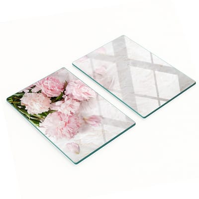 Multifunctionele decoratieve glazen borden met pioenprint 2x40x52 cm
