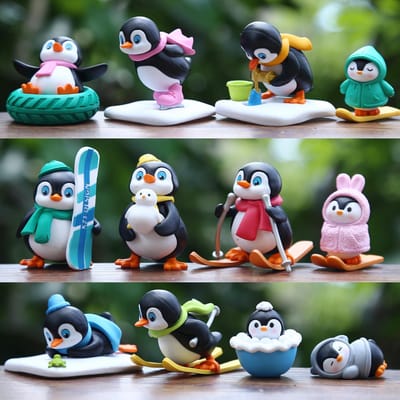 12 stuks Set Pinguïn Figuur Speelgoed Mini Figuur Bureaublad Model Ornamenten Speelgoed Jongens Meisjes Kerstcadeaus veelkleurig