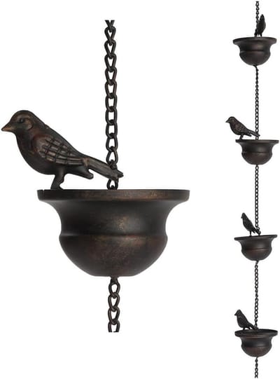 Regenketting Tuin - Waterafvoer Ketting - Decoratieve Watergeleiding - Vogel Bekers Design - 35 x 9 x 9 cm - Afgebeeld