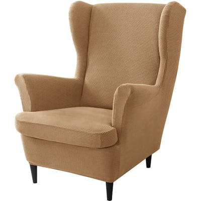 3-delige slipcover set voor hoge fauteuil met armleuningen en voetenbank, 2-delige rekbare jacquard hoekstoelhoezen met kussenhoes, bankbeschermer 2 pieces set