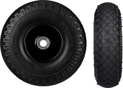 2x steekwagenwiel 3.00-4 - anti lek - tot 100 kg - stalen velg - 260 x 85 mm - zwart