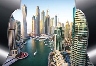 Fotobehang View Dubai City Skyline | XL - 208cm x 146cm | 130g/m2 Vlies