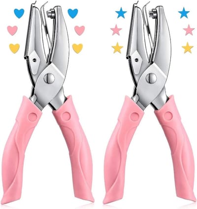 2 stuks Gatenpons Set Hart & Ster Vorm - Handmatige Papierperforator voor Knutselen en Kaarten