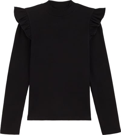 WE Fashion Meisjes geribd T-shirt met ruches