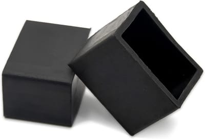 8x Stootdop Stoelpootdoppen Rechthoekig Rubber Zwart - Vloerbeschermers Anti-Kras