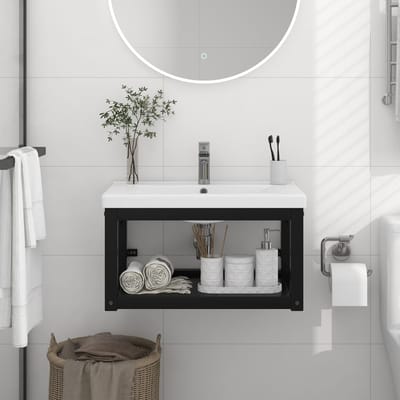 vidaXL - Wastafelframe - wandgemonteerd - 59x38x31 - cm - ijzer - zwart