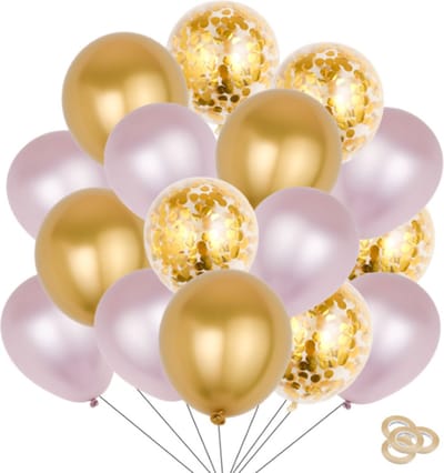 Fienosa Ballonnen Set 50 Stuks - Ballonnen Goud - Ballonnen Paars - Verjaardag Versiering - Verjaardag Ballonnen - Ballon - met ophang lint - Papieren confetti Ballonnen - Feestversiering