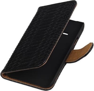 Samsung Galaxy J1 Ace - Slang Zwart Booktype Wallet Hoesje