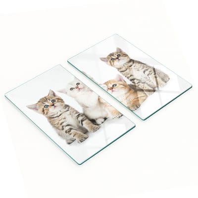 Multifunctionele decoratieve glazen borden met bedrukte kleine katjes 2x30x52 cm