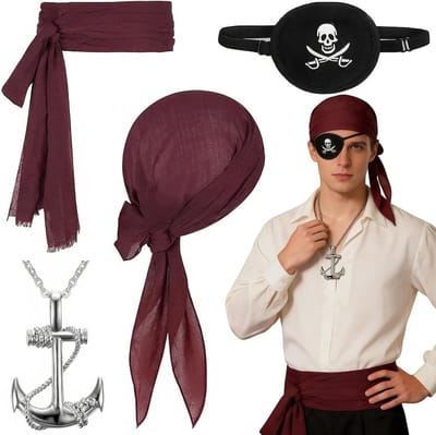 Piratenkostuum Accessoireset voor Vrouwen, Middeleeuwse Piratenaccessoires voor Carnaval en Feest, Gothic Piratenoutfit met Hoed en Zwaard