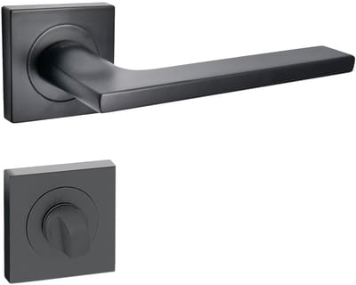 Domino® Deurkrukgarnituur LINEA-QR - Zwart - WC met Rozette - Deurbeslag van aluminium - Deurklink voor badkamer, badkamerdeuren, kelderdeur en binnendeur