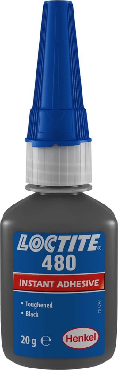 LOCTITE 480 ZWART / 20g is een versterkte, snelhardende instantkleefstof die ideaal is voor de verbinding van metaal met metaal, met rubber of magneten, vooral in vochtige omgevingen. Made in Ireland