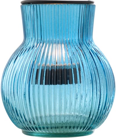 J-Line theelichthouder - glas - blauw/zwart - small - 2 stuks