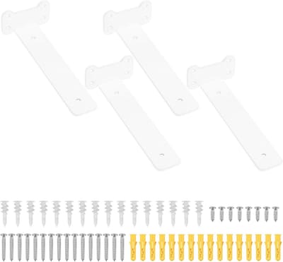 Set van 4 Wandplanken Steunen Wit, 200mm Onzichtbare Hoeksteunen voor Zware Lasten, Ideaal voor Wandmontage van Planken en Borden