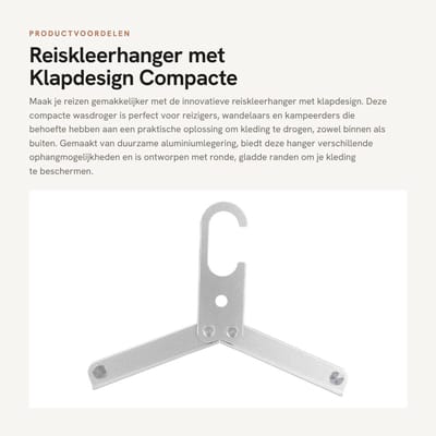 Dailygoods- Reiskleerhanger Klapdesign - Lichtgewicht Opvouwbaar Kledingrek - Duurzaam Aluminium - Ruimtebesparend - Stevige Haakfittingen - Glad en Veilig - Kledinghanger