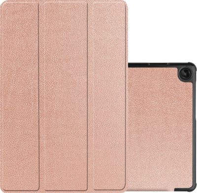 Hoes - Geschikt voor Lenovo Tab M10 (3e / 3rd generatie) - Dun & Stevig - Trifold Bookcase - Hard Cover - Hardcover Book Case - Tablet Hoesje - Rosé goud