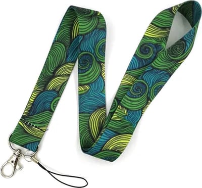 Travel Cords - Keycord Green Swirls - stevig lanyard - sleutelhanger - sleutelkoord - met telefoonkoord - sleutels