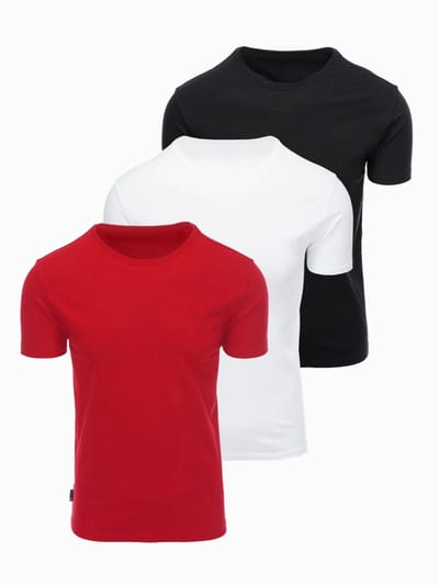 OMBRE T-shirt - Regular Fit - Korte Mouw - Effen Zwart/wit/donkerrood S