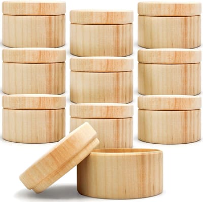 Houten Doosjes Rond - Opslag Houders - Sieraden Opbergen - Natuurlijk Hout - 10 stuks - Onbewerkt