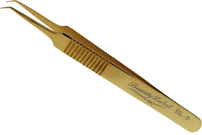 Beauty Label Pincet- Lash Tweezer- Curved Tweezer- BL-8 - Goud