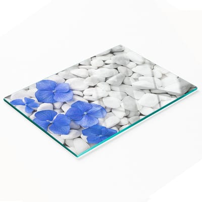 Keukenplank van gehard glas met decoratieve hortensia-afbeelding, 80x52 cm