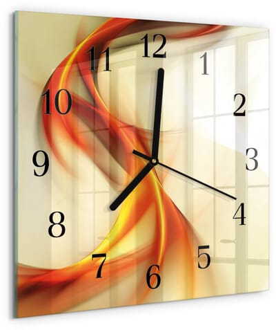 Tulup Wandklok - Abstractie Glazen Klok Met Print - 30x30 cm - Veelkleurig Moderne Glazen Wandklok - Zwarte Handen - Vierkante Wandklok - Gekleurde Glazen Klok - Glazen Klok Met Print