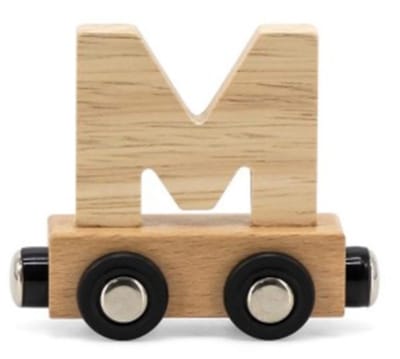 Tryco Houten Naturel Lettertrein Letter M - Letterwagon voor Woorden en Naamtreinen - Stimuleert Creativiteit en Motoriek - Vanaf 3 Jaar