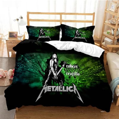 Metal Music Band M-Metallica Beddengoedset Eenpersoons Tweepersoons Tweepersoons Queen Kingsize Bedset Volwassene Kind Slaapkamer Dekbedovertrekset Thuistextiel US Twin 173x218cm