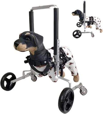Hondenrolstoel Voorpoten - Hondenkar Mobiliteit - Hulp bij Lopen - Verstelbaar Ontwerp - Lichtgewicht 1.4kg - Zilverkleurig