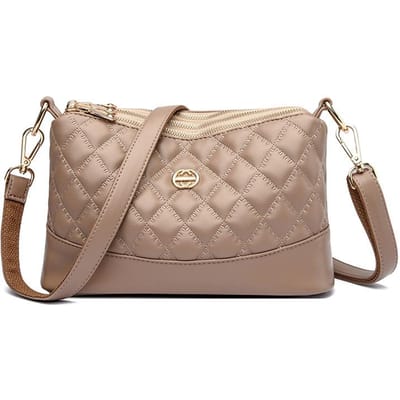 Modieuze Dames Schoudertas Geborduurde Diamanttas Hoogwaardige Hardware Decoratie Trendy Eenvoudige Crossbody Tas beige