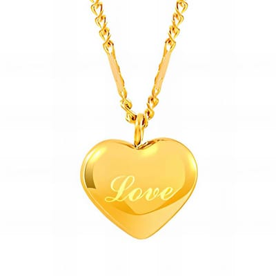 Joy Ibiza - hartje hanger met ketting - "Love" - waterproof - hart hanger: 13 x 12 mm - lobster haak sluiting - gourmet schakel - boho bohemian style - stainless steel - ip/pvd gold plated - hypoallergeen - geen verkleuring incl garantie