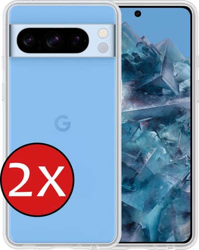 Hoesje - 2 Stuks - Geschikt voor Google Pixel 8 Pro - Sterk & Shockproof - Telefoonhoes - Back Cover - Case Siliconen - Telefoon Hoes - Transparant