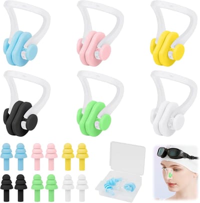Neusklem zwemmen - 12 stuks - Neusklem - Zwem oordopjes - Antislip Neusklem - Waterdicht - Inclusief opbergdoos - Volwassen en Kinder Neusklem - meerkleurig - voor volwassenen en kinderen vrijduikers en beginners